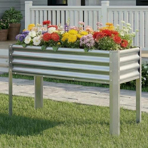 Galvanized Raised Garden Bed with Legs, 43×24×32in Large Metal Elevated Raised Planter Box with Drainage Holes for Backyard, Patio, Balcony, 400lb Capacity,Sliver - Image 7