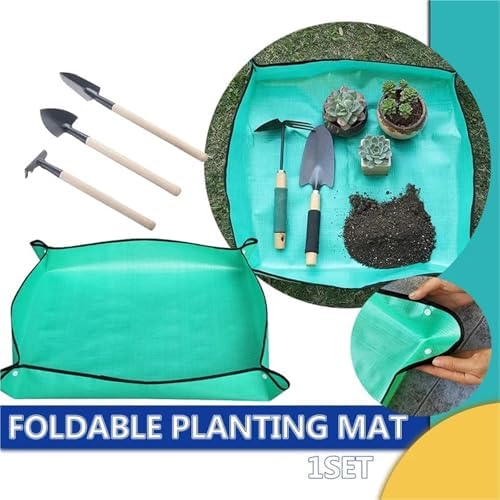 Repotting Mat Planting Mat Flower Pots Transplanting Mats Gardening PE Plant Repotting Mat Foldable Waterproof Gardening Potting Pad(100Green) - Image 2