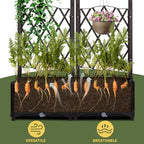 Raised Garden Bed with Trellis, Outdoor Free-Standing Trellis Planter Box with Drainage Holes, Privacy Planter for Patio, Above Ground Elevated Garden Bed for Outdoor Climbing Plants Vines (Brown) - Image 7