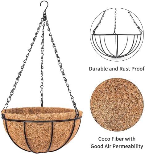 Wizdar Metal Hanging Planters Basket, 5PCS, 12 Inch Round - Image 4