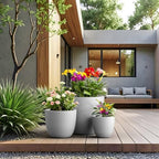 Kante 3-Pack 18" 14" 10" W Round White Concrete Planters - Image 3
