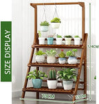 Hanging Rod Plant Stand 3 Tier Flower Ladder Rack Free Standing Shelf Storage Display Holder, Indoor Outdoor Garden Patio Planter Stand Bamboo, Brown (Size : 70x33x124cm) - Image 5