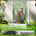 EasyUp Raised Garden Bed with Trellis for Climbing Plants,Outdoor Herb Garden Planter with Drainage Plug and Gauge,Durable Dust-Proof Resin for Garden, Patio, Balcony, and Backyard - Image 7