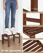 3 Tiered Wooden Plant Stand Shelf Indoor Outdoor,Corner Small Flower Stand - Image 4