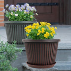 Large-Planter-Indoor-Outdoor Plant Pots, 12 inch 4 Pack Plastic Flower Pots with Saucer And Drainage Holes, Modern Garden Planters For Planting Medium Large Plants， Decorative Resin Garden Pots - Image 6