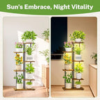 iDavosic.ly Plant Stand Indoor with Grow Lights, Tall 5 Tier Shelf, Brown - Image 5