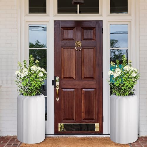 Hipicute 29 Inch Tall Self Watering Pots Set of 2 with Water Level Monitor, Tall Planters for Indoor and Outdoor Plants, Flower Pots for Living Room, Bedroom, Office, Patio, Porch, Garden, White - Image 2
