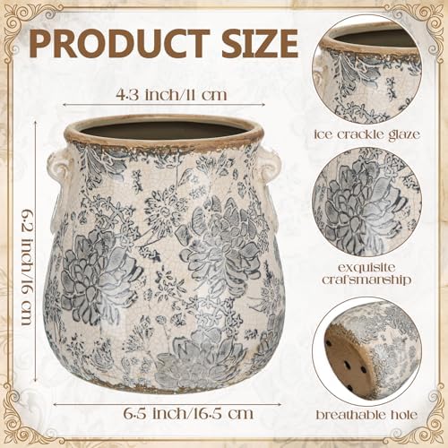 Ceramic Scroll Planter 6.5 Inch, Gray - Image 2