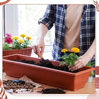 Briwooody 4 Pcs 31.5 Inch Extra Large Window Planter Outdoor with Drainage Holes Rectangle Plastic Window Flower Planter Box for Patio Home Decor, Brick Red - Image 3