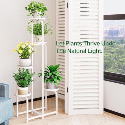 INGIORDAR Plant Stand Indoor Outdoor Corner Tall Plant Shelf 5 Tier Metal - Image 6