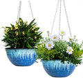 12 inch Large Hanging Planters for Indoor Outdoor Plants, Set of 2 Glazed Hanging Flower Pots with Drainage Hole, Hanging Baskets for Garden Home Porch Decor by LesOasis