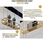 Ceiling Shelf Mounted Hanging Basket Floating Suspended Storage Shelving, Gold Decorations Display Shelves Flower Stand for Kitchen Bar Living Room, Wine Holder Pot Pan Rack (Size - Image 3
