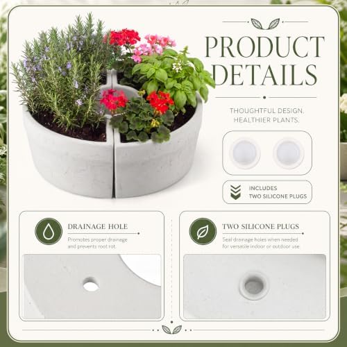 Patio Umbrella Planters Set, White, Country Style - Image 3