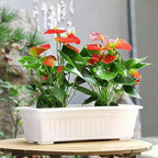 Window Box Planter for Outdoor & Indoor, Rectangular Flower Pot with Drainage Hole and Tray, Decorative Garden Planter Box for Windowsill Balcony Railing Garden and Patio (Yellow, 3pc) - Image 3