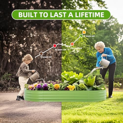 Galvanized Raised Garden Bed, 8×4×1FT Thickening Planter Boxes Outdoor, Raised Beds for Gardening, Easy Assembly Large Garden Bed for Vegetables, Fruits, Flowers (Green, 2-Pack) - Image 6