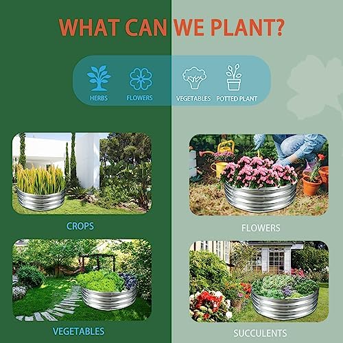 Durable Round Galvanized Steel Raised Garden Bed for Planting,Round Galvanized Steel Fire Ring/Fir Pit 36-Inch for Outdoor- 3×3×1FT,0.8MM Thick (36 ins Diameter x 12 ins high, Silver) - Image 6