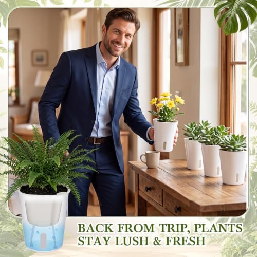 Ziliny 10 Pcs 4.92 Inch Self Watering Planters with Water Indicator - Image 6