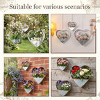 3 Pcs 3 Size Heart Metal Hanging Planter Indoor Outdoor, Silver - Image 6