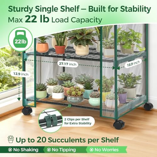 Ohuhu Mini Greenhouse for Indoor Outdoor with Wheel, Small Plastic Plant Green House 4-Tier Rack Stand Portable Greenhouses with Durable PVC Cover for Seedling - Image 4