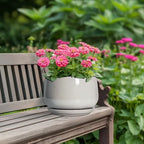 G EPGardening Ceramic Plant Pots, 7 Inch Plant Pot, Light Grey - Image 4