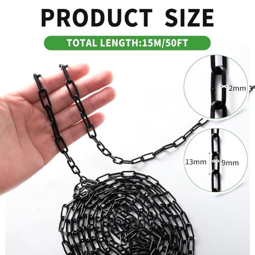 50 ft 1/12" Black Chain for Hanging Metal Chains Fixture Decorative Chain - Image 2