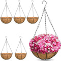 ZeeDix 6 Pack 14 Inch Metal Round Hanging Planter Basket with Coconut Liners Replacement, Hanging planters Baskets with Natural Coco Liner for Outdoor Indoor Planters Flowers Vegetables by ZeeDix