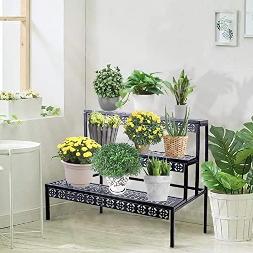 aboxoo 3-Tier Stair Style Metal Plant Stand, Large Indoor Outdoor Shelf - Image 6