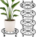 4 Pack Plant Caddy with Wheels 16 Inch Rolling Plant Stand for Large Plants Heavy Duty Plant Rollers Metal Plant Dolly Rustproof Planter Stand Wrought Iron Plant Stands Flower Cart Indoor Outdoor by PartyZealot