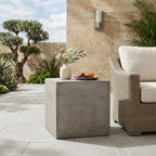 ø22'' Concrete Side Table End Table for Outdoor & Living Room, Modern Square Cube Style, Durable and Lightweight, Cement Material, No Assembly, Light Gray - Image 3