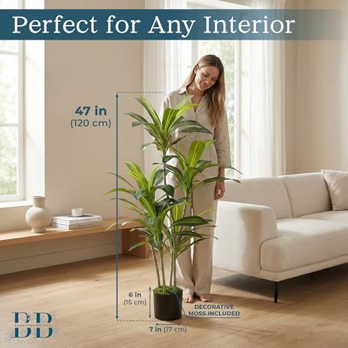 4' (120 cm) Artificial Draceana Tree Faux Dragon Plant with Pot & Moss - Image 2
