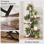 Plant Stand Indoor with Grow Lights - 5 Tiered Corner Plant Shelves (Brown) - Image 6