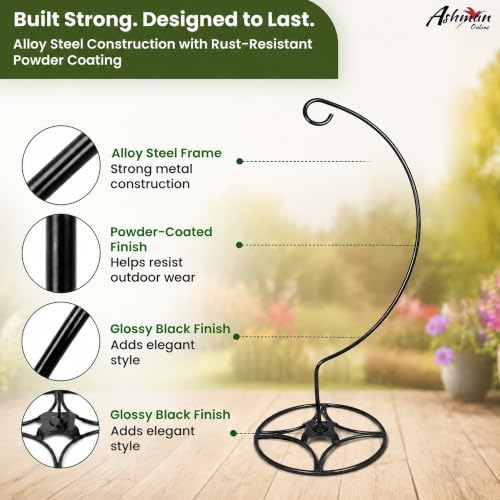 Ashman Shepherd Hook Stand, Bird Cage Stand, Outdoor and Indoor Flower Basket, Patio Plant and Bird Feed Station Stand - Image 5