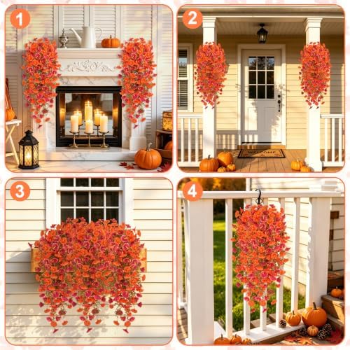 Artificial Fall Hanging Flowers for Outdoors, 4 PCS Morning Glory Vines - Image 6