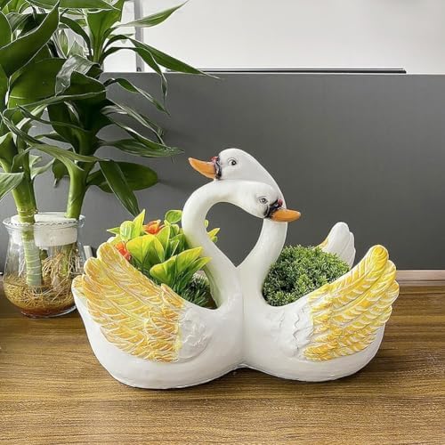 White Resin Flower Container Garden Decor, Outdoor with Pastoral Patio and Balcony, Lightweight Lasting Craft Ornament(Model B) - Image 4