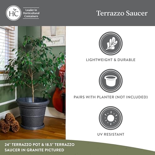 The HC Companies Terrazzo Plant Saucer, 18.5 Inch, Sandstone, 1-Pack - Image 3