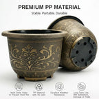 2 Pack 17 inch Large Plant Pots, Big Flower Pots Outdoor Large, Round Plastic Flower Pots with Drainage Holes, Heavy Duty Bronze Style Decorative Planters for House - Image 3