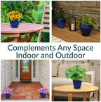 Sunnydaze 8 in. Outdoor Glazed Ceramic Plant Pot - Imperial Blue - Set of 2 - Image 3