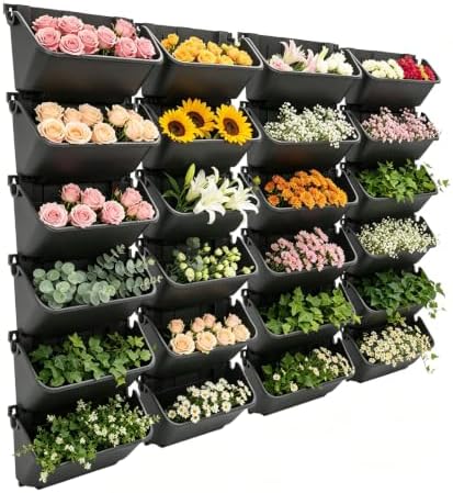 Vertical Planter 24 Pot,Black Modular Vertical Garden Wall Planters by Unknown