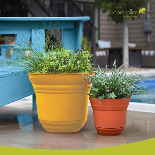 Headwind Traverse Planters – 10" 2 Pack Plastic Plant Pot in Harvest Yellow - Indoor & Outdoor Pots for Plants with Drainage - Decorative Plant Pot, Flower Pots Outdoor for Garden by Robert Allen - Image 5