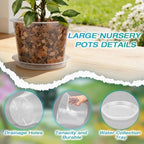 8/10/12 Inch Clear Nursery Pots with Drainage and Sacuers, 15 Pack Plastic Pots for Plants Indoor Outdoor, Variety Large Clear Pots for Flowers, Succulents (8/10/12inx5pcs) - Image 3