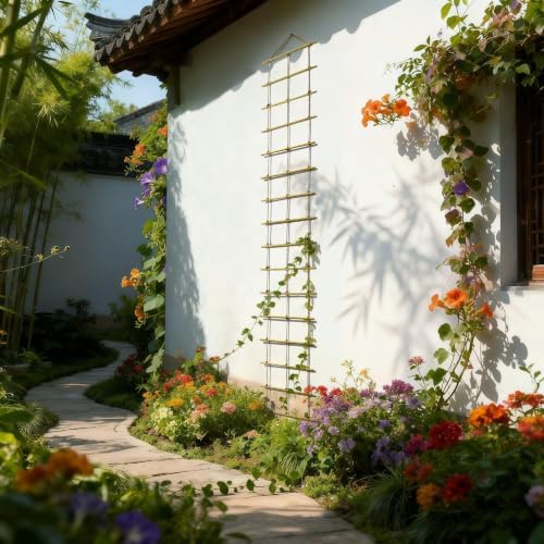 Natural Bamboo Ladder Plant Trellis 79 in L x 12 in D Ideal for Climbing Plants, Providing Reliable Support Suitable for Outdoor Walls, Gardens, patios, and Similar (2, S) - Image 5