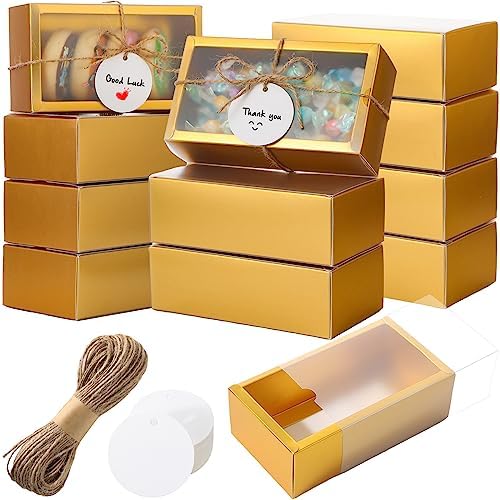 Roowest 50 Sets Gift Boxes Kraft with Tags, 6.3 x 3.5 x 2 Inch, Gold by Roowest