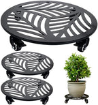 3 Packs Metal Plant Caddy with Wheels 15 inches Heavy-Duty Iron Rolling Plant Stand with Casters Indoor Outdoor Wheeled Plant Roller Base Pot Movers Plant Dolly Coaster Trolley Black by Planterhoma