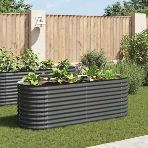 Galvanized Steel Raised Garden Bed 94.5x31.5x31.9 Inch Gray Planter - Image 2