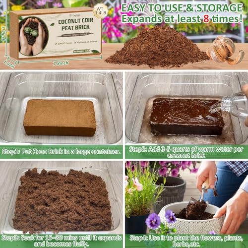 Legigo 12 Pack Coco Coir Bricks for Plants- 100% Organic Coconut Coir Soil - Image 4