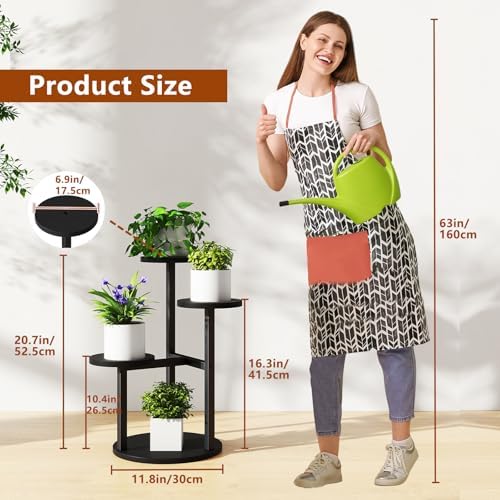 IBUYKE 4 Tier Small Plant Stand for Indoor, Black TMJ073B - Image 3