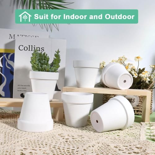vensovo 3 Inch White Terracotta & Clay Pot with Drainage, 20 Pack - Image 4