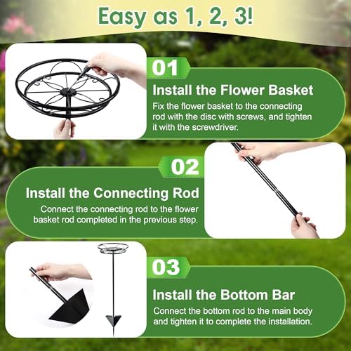 Tellingyou 3 Pack Adjustable Outdoor Flower Pot Stand, Plant Stands(Black) - Image 5