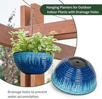 12 Inch Glazed Hanging Planters for Indoor Outdoor Plants, Hanging Baskets - Image 4
