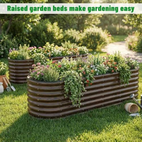 SnugNiture 2-Pack Galvanized Steel Raised Garden Bed Kit - 8x2x2 ft Metal Planter Boxes for Vegetables, Flowers, Herbs | Easy Assembly, Open Bottom Design, Brown - Image 4